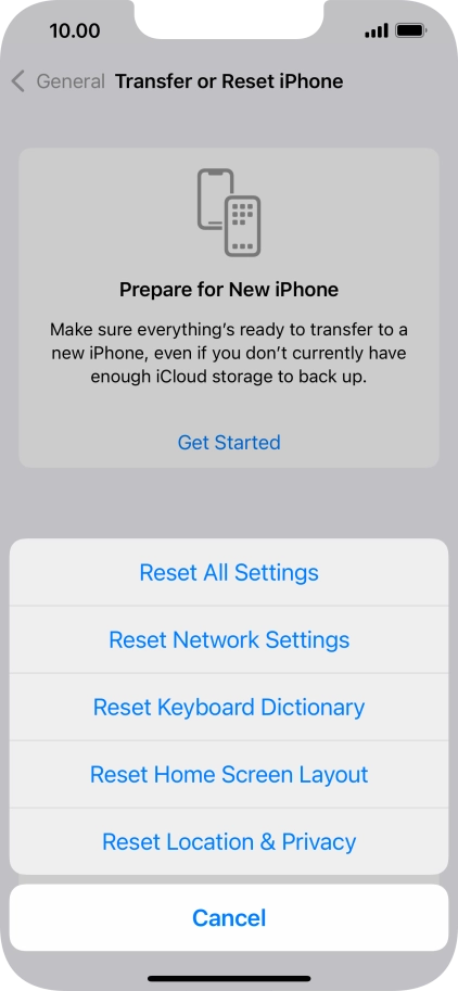 Press Reset All Settings.