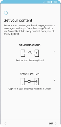 You can transfer the contents of another phone to your phone when it's activated for the first time and after a factory reset. When this screen is displayed, your phone is ready to transfer contents from another phone.