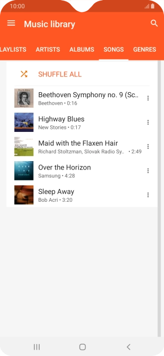 Press the required audio file.