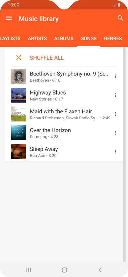 Press the required audio file.