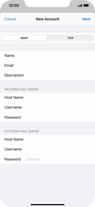 Press Password and key in the password for your email account. Please note that if you're using Vodafone's outgoing server, leave the password field empty.