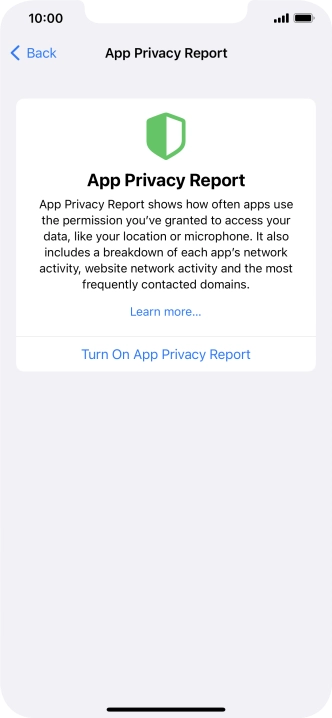 Press Turn On App Privacy Report to turn on the function.