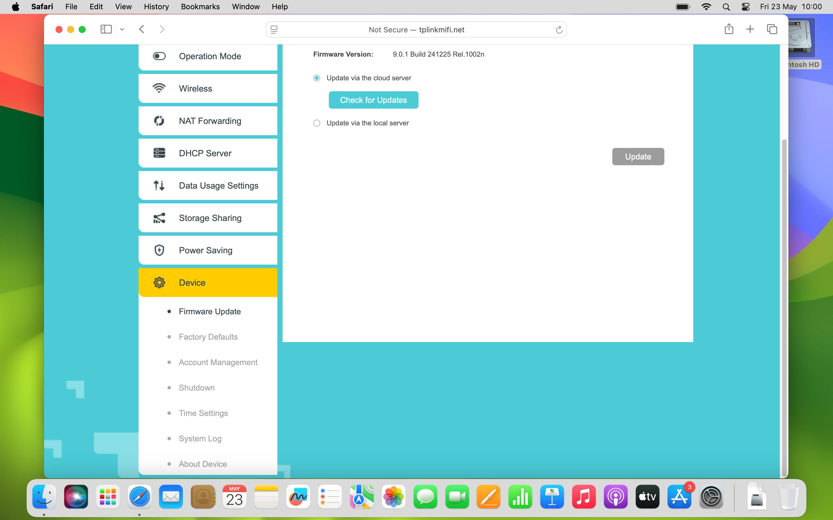 Click Factory Defaults.