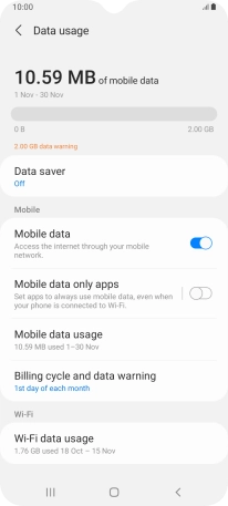The total data usage is displayed.