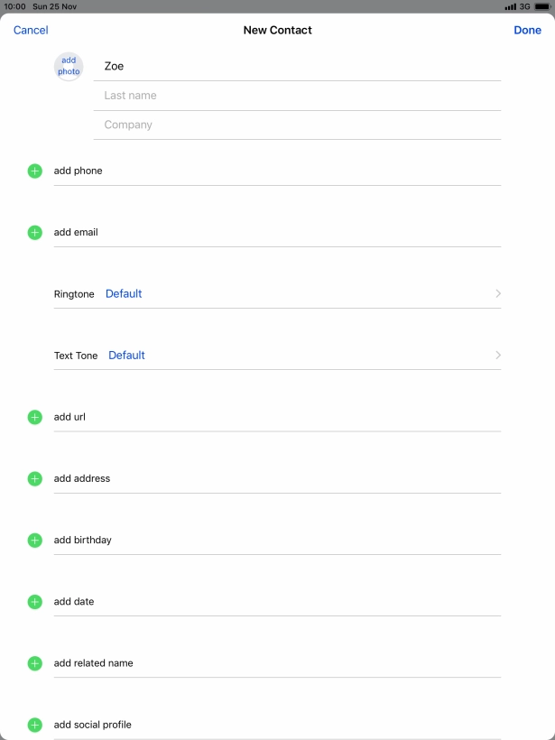 Press Last name and key in the last name.