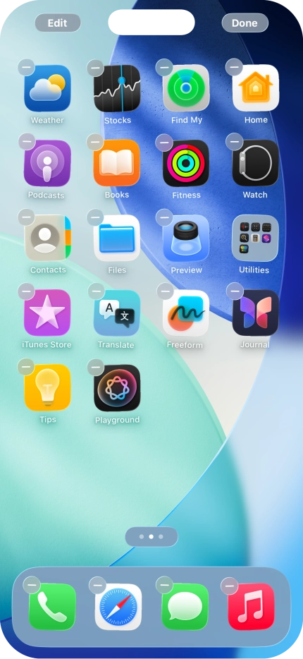 Press the home screen icon.