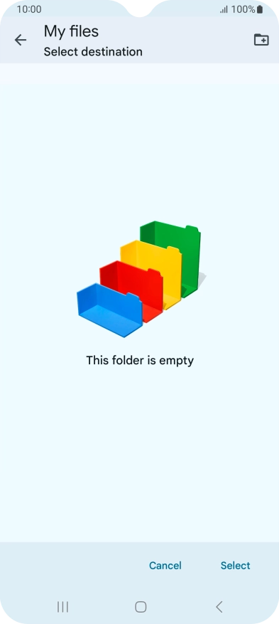To create a new folder, press the new folder icon and follow the instructions on the screen to create a new folder.