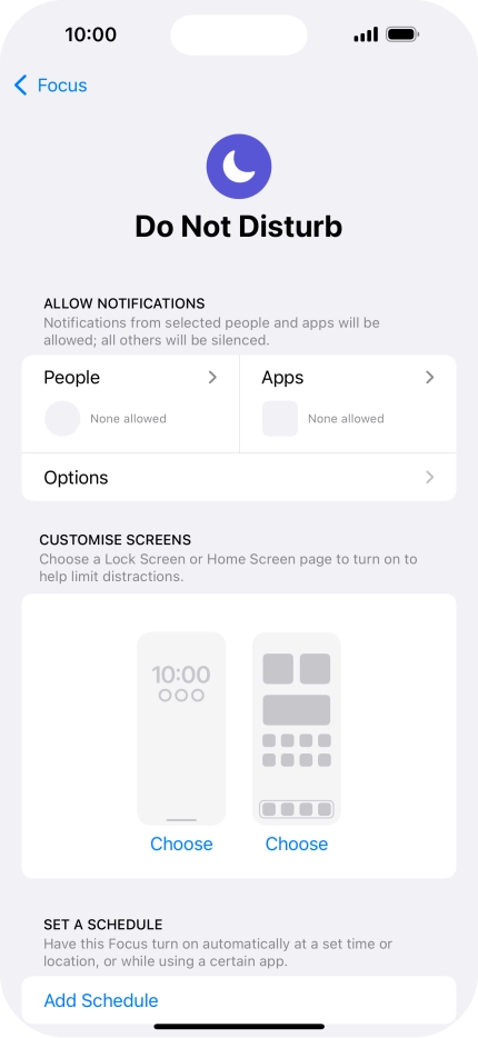 Press People and follow the instructions on the screen to select which contacts you would like to receive calls and notifications from when Do Not Disturb is turned on.