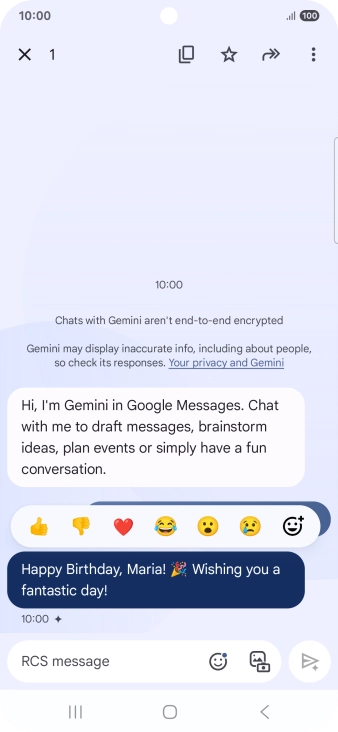 Press and hold the text suggestion from Gemini. Follow the instructions on the screen to use the text suggestion.
