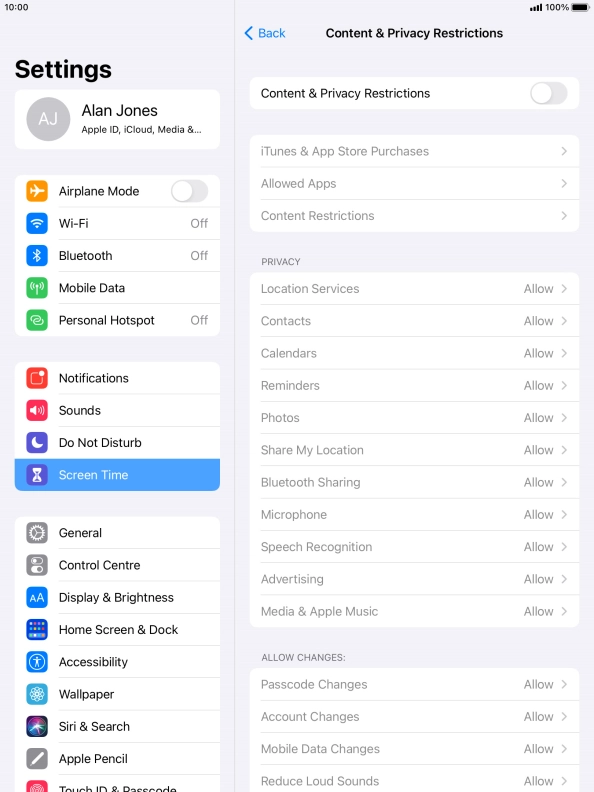 Press the indicator next to 