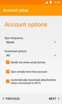 Press Notify me when email arrives to turn the function on or off.