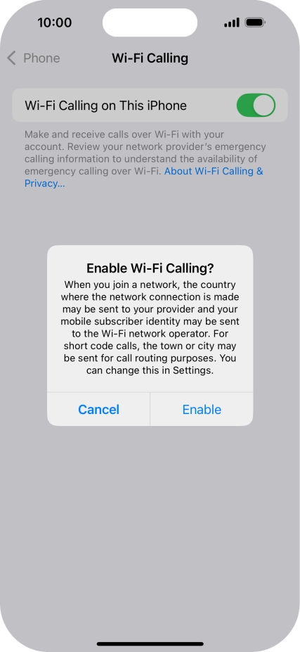 If you turn on the function, press Enable. If you turn on the function, press Enable.