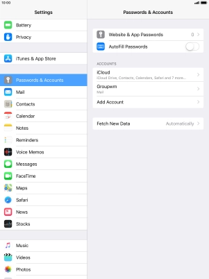 Press the name of the email account you've just set up.