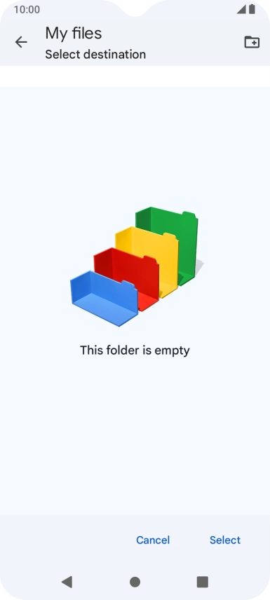 To create a new folder, press the new folder icon and follow the instructions on the screen to create a new folder.