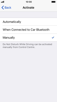 Press the required setting.