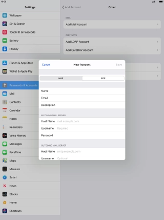 Press Host Name and key in the name of your email provider's incoming server.