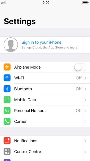 Press Sign in to your iPhone.