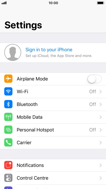 Press Sign in to your iPhone.