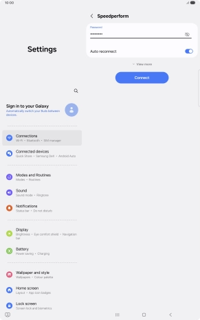 Key in the password for the Wi-Fi network and press Connect.