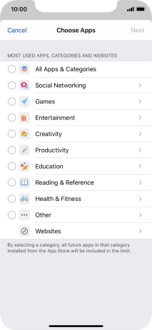 Press the required categories.