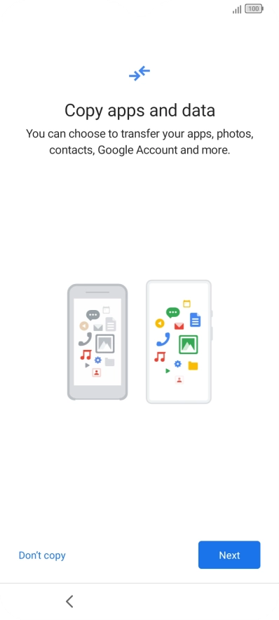 You can transfer the contents of another phone to your phone when it's activated for the first time and after a factory reset. When this screen is displayed, your phone is ready to transfer contents from another phone. You can transfer the contents of another phone to your phone when it's activated for the first time and after a factory reset. When this screen is displayed, your phone is ready to transfer contents from another phone.