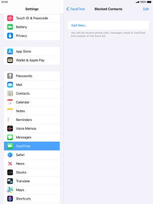 Press Add New... and follow the instructions on the screen to block a contact.