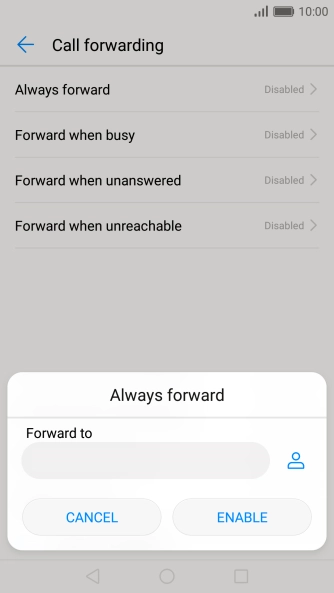 Key in +61414121121 and press ENABLE.