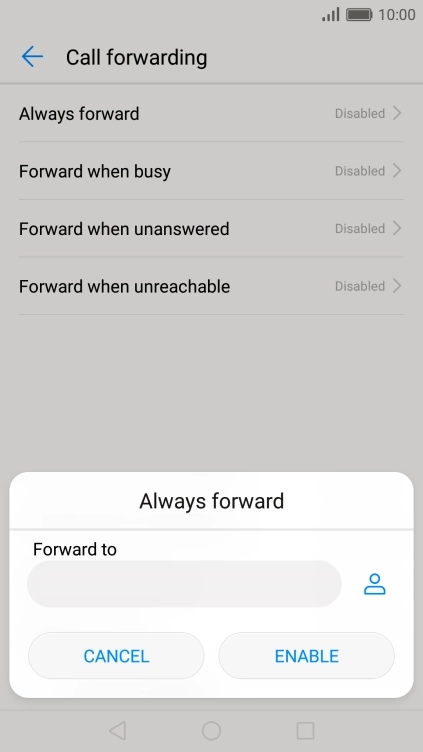 Key in +61414121121 and press ENABLE.