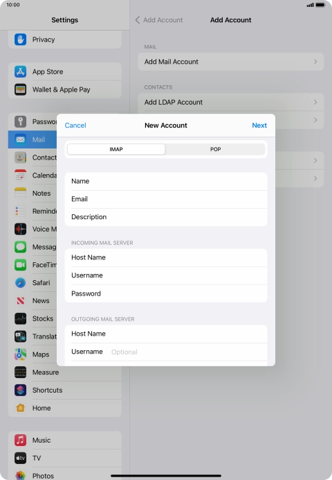 Press Username and key in the username for your email account. Please note that if you're using Vodafone's outgoing server, leave the username field empty. Press Username and key in the username for your email account. Please note that if you're using Vodafone's outgoing server, leave the username field empty.