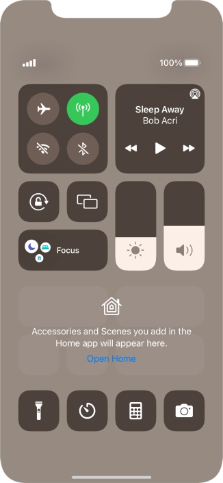 Press the flight mode icon to turn the function on or off.