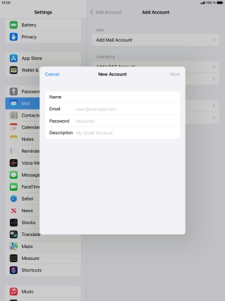 Press Email and key in your email address.