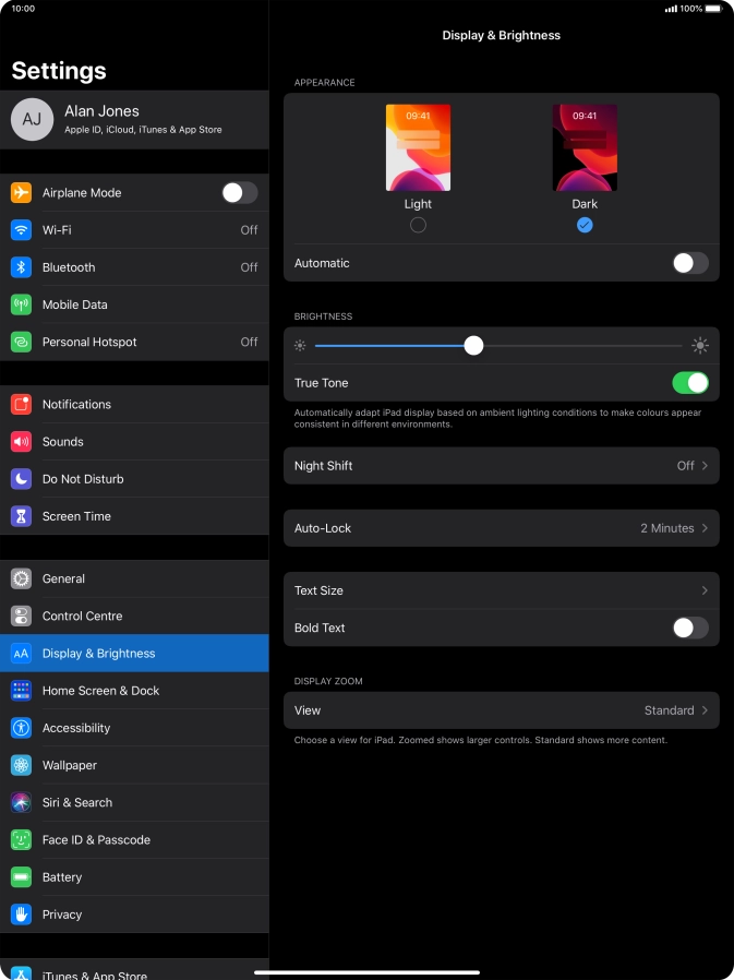 Press the indicator next to 