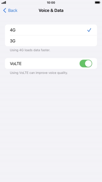 Press the required network mode.