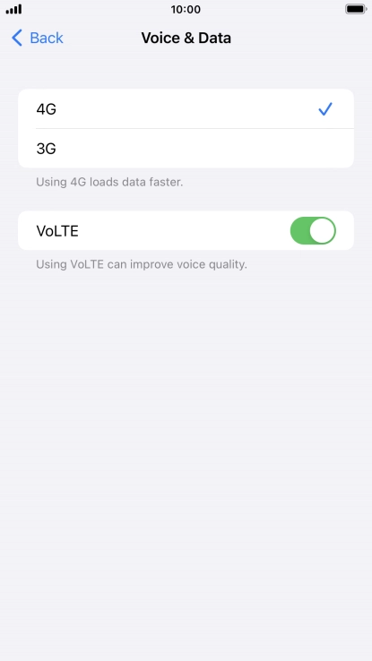 Press the required network mode.