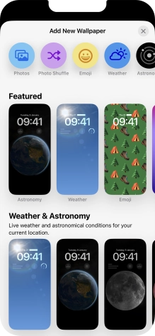 Press the required category and follow the instructions on the screen to select the required background image.