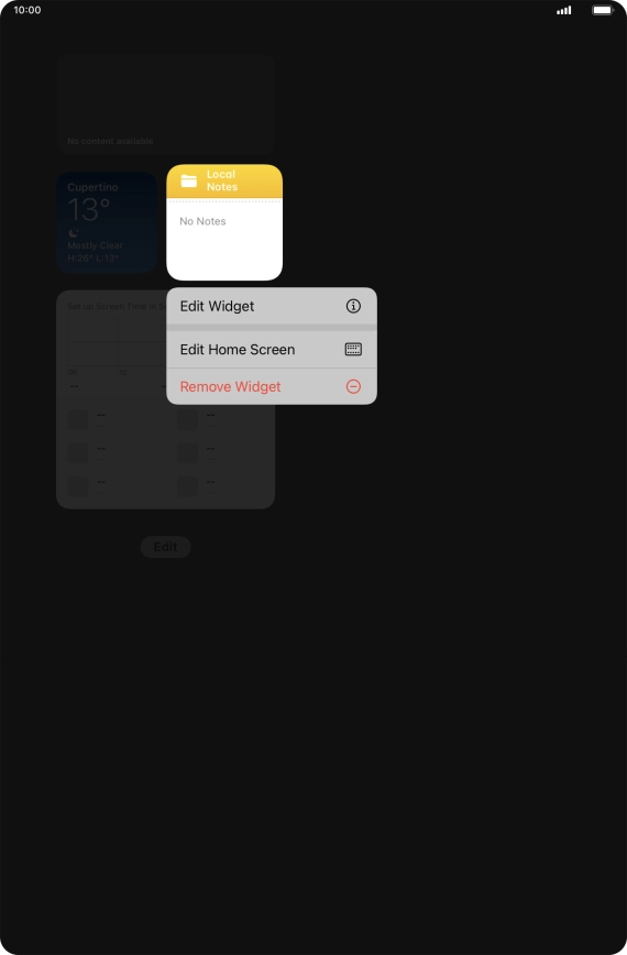 Press Remove Widget.