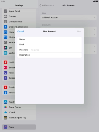 Press Password and key in the password for your email account.