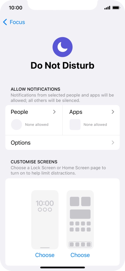 Press People and follow the instructions on the screen to select which contacts you would like to receive calls and notifications from when Do Not Disturb is turned on.