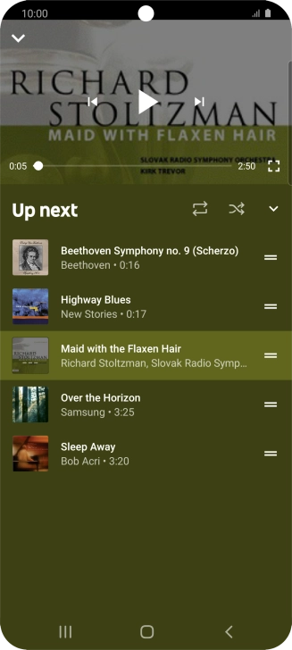 Press the repeat icon to turn the function on or off.