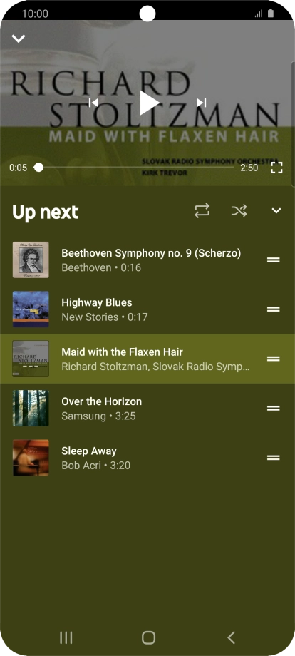 Press the repeat icon to turn the function on or off.