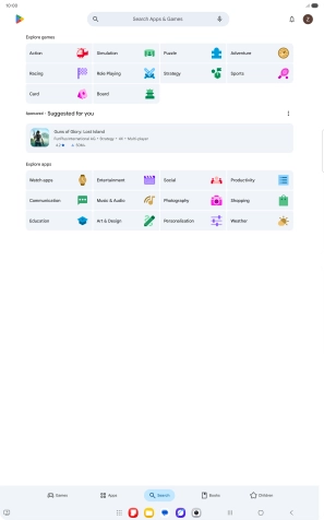 Press the search field.