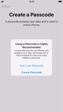 If you turn off the function, press Don't Use Passcode.