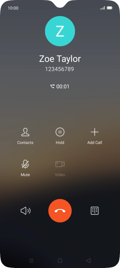 Press the end call icon.