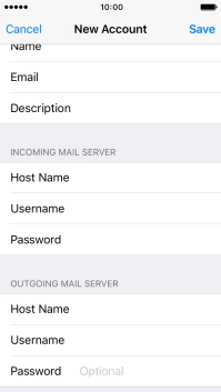 Press Password and key in the password for your email account.