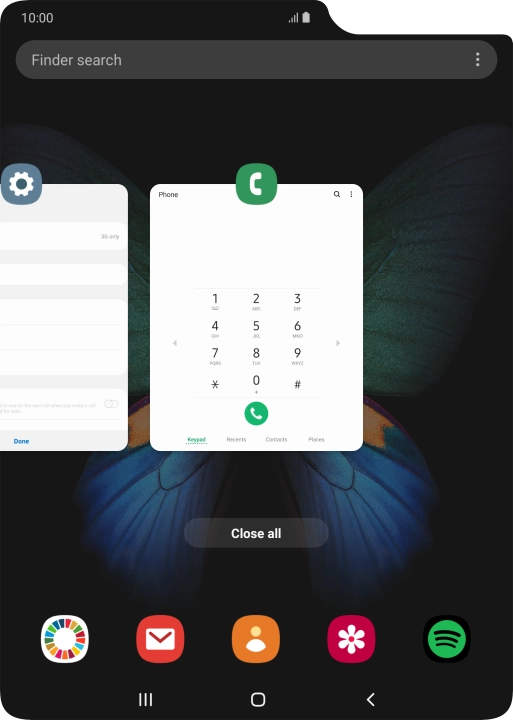 To end one running application, slide your finger upwards on the required application.