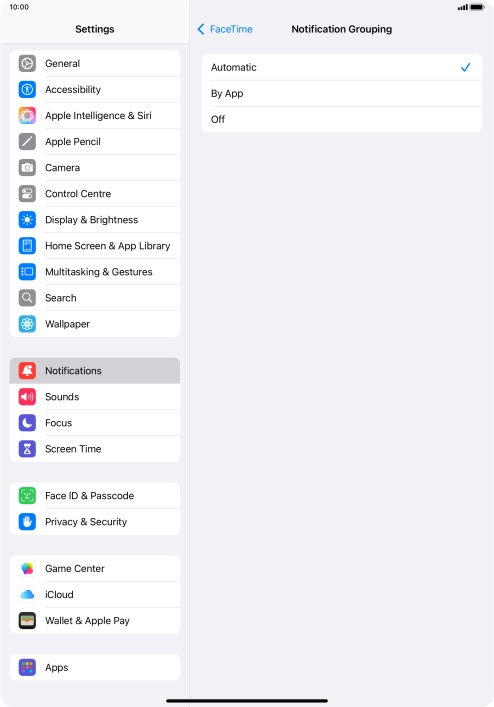 Press the required setting. Press the required setting.