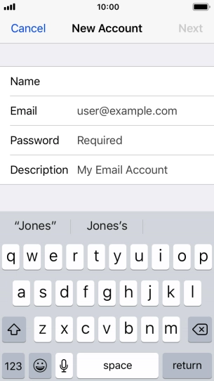 Press Email and key in your email address.