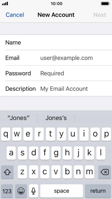 Press Email and key in your email address.
