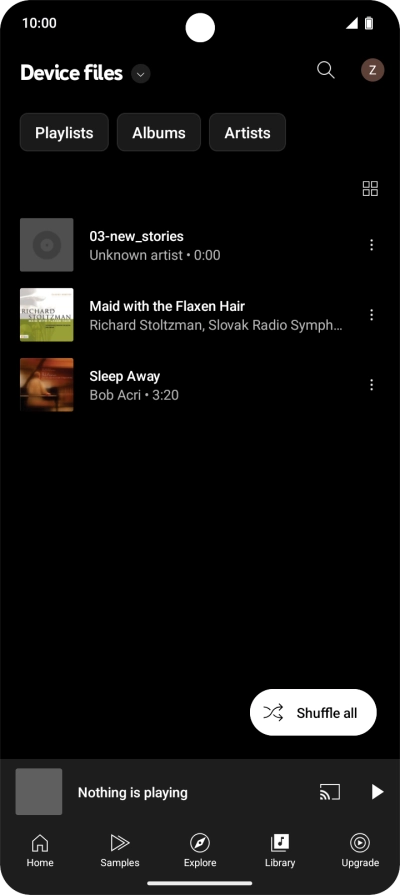 Press the required audio file. Press the required audio file.