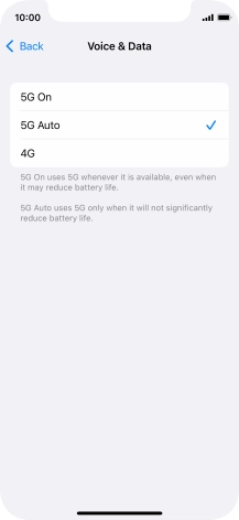 To turn on use of 5G primarily, press 5G On.